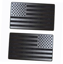 Magnet American Flag Reflective Auto Decal for Cars Trucks, 2pcs 5"x3" Black