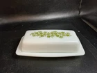 Pyrex Made in USA Vtg Daisy Green Spring Blossom 7 inch Butter Dish w/Lid.  21b