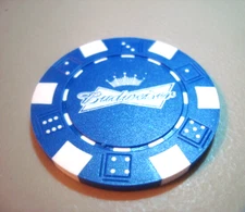 BUDWEISER Poker Chip Crown Bow tie Logo design Golf Ball Marker-Card Guard Blue