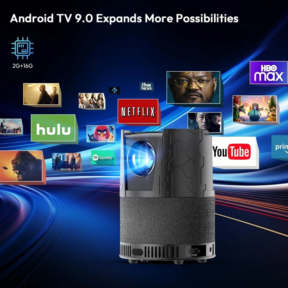 EUG [Auto Focus/Keystone] Smart Projector 4K with Android OS 1080P Native, Porta - image 3 of 4