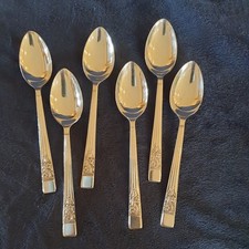 6x Vintage EPNS A1 SHEFFIELD TeaSpoons - Hiram Wild "Springtime" 5 1/4"