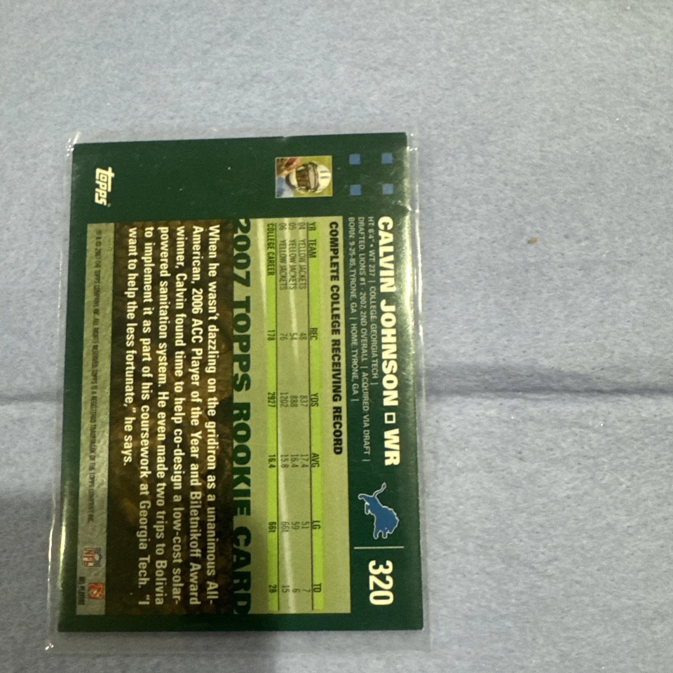 Calvin Johnson 2007 Topps Chrome Rookie Lions HOF - Image 2 of 4