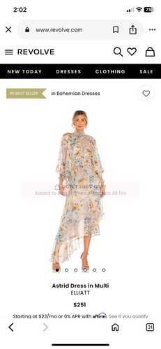 Revolve Elliatt Astrid Dress Chiffon Flowy Gown Floral Midi
