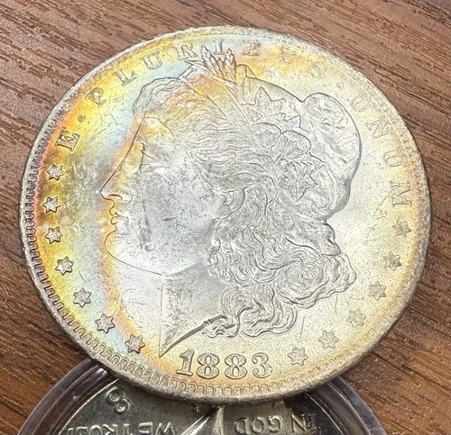 1883-O Morgan Silver Dollar • Stunning Rainbow Toning • BU • Collector Coin A1
