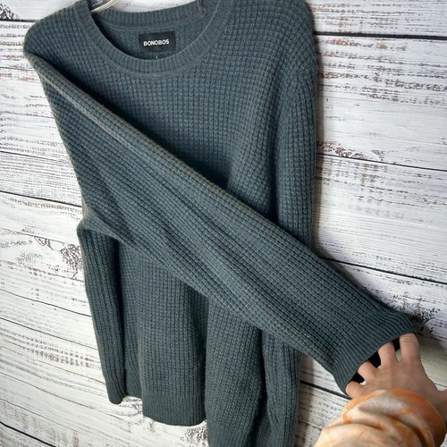 Bonobos Merino Wool Yak Blend Knit Pullover Crewneck Sweater Green Men’s Large - Picture 7 of 12