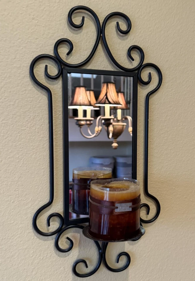 2 hermosos portavelas de pared con espejo vintage de 17” x 9” para decoración del hogar Foto 3 de 4