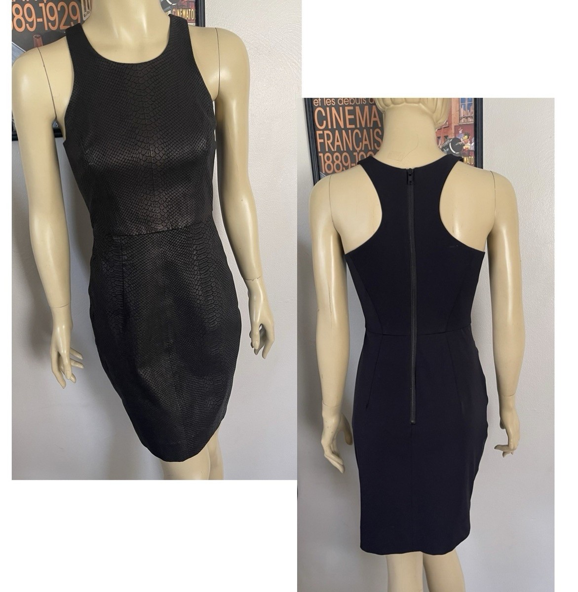 chinese dress ladies Back in Black Vegan Leather Dress – Millie B main image 0