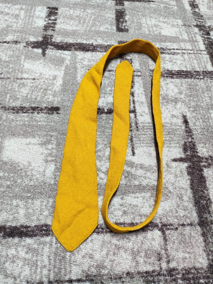 Gravata vintage Macties of Scotland clássica 100% lã pura retrô laranja amarela - Imagem 4 de 4