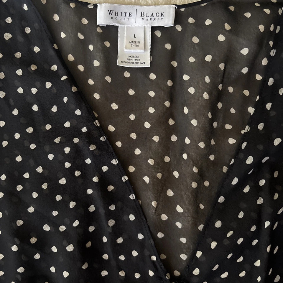 Белый дом черный рынок флокированный горошек чистый блузка галстук кнопка большой - Изображение 2 из 4