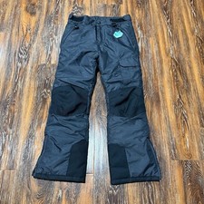 Kids Black  Gray Snow Ski Pants Size S 7/8 Boys Girls Winter Insulated