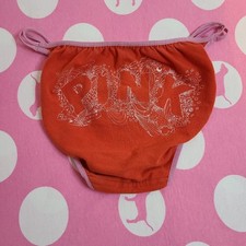 Rare VTG VS PINK Graphic Cotton Double String Bikini Panty Size Sm