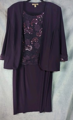 Maya Brooke 2pc Women Size 18 Deep Plum  Mother Of The Bride Dress Sequins Lined