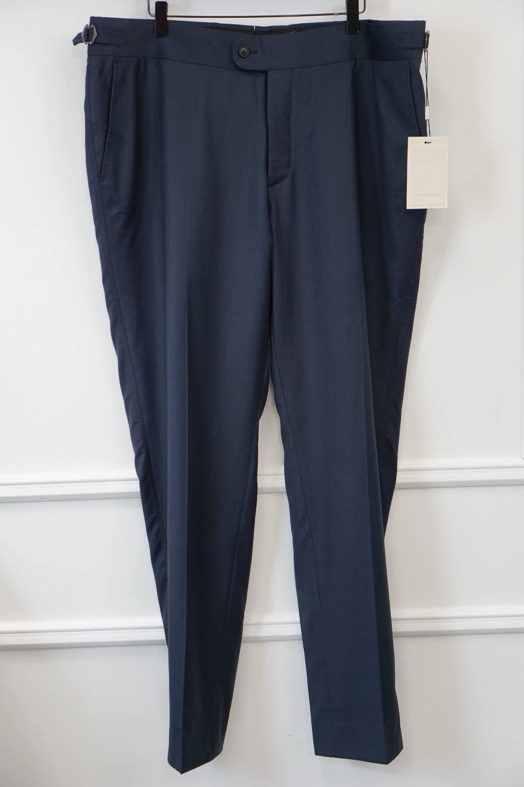 Men Suitsupply Pants Trousers Navy Blue Brescia Wool Size EU56 UK/US46