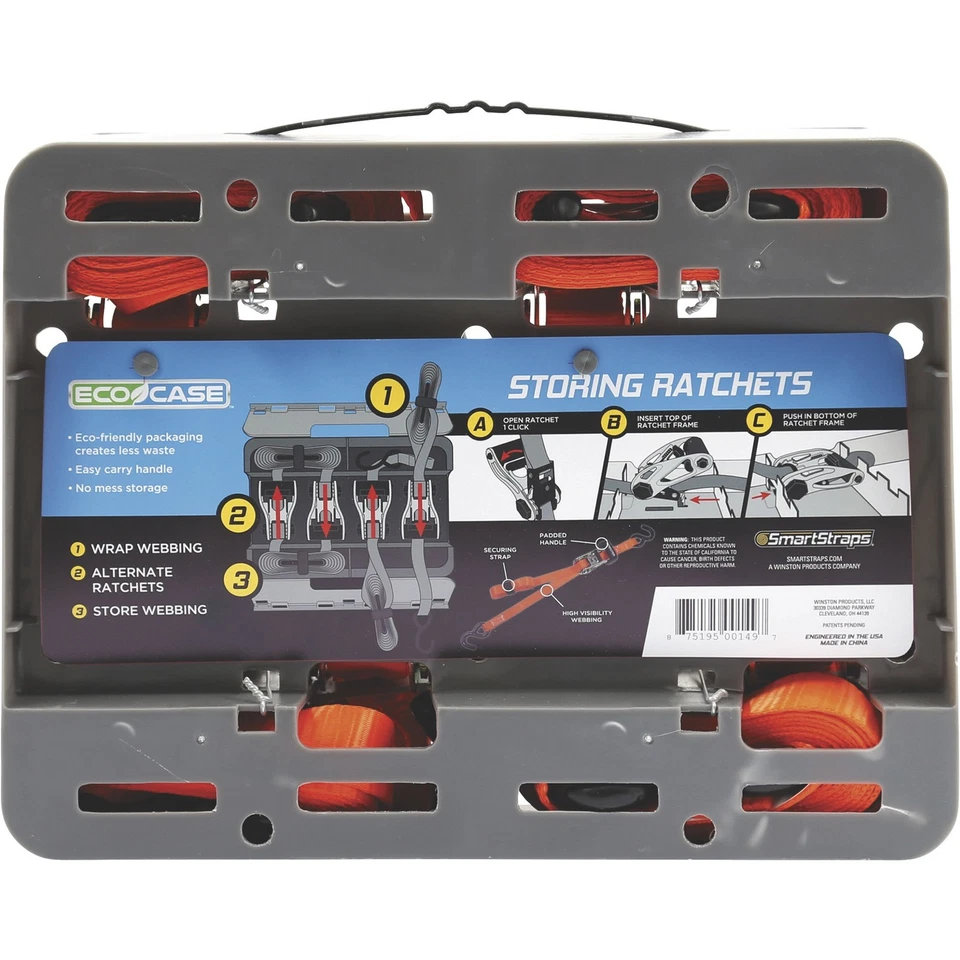 SmartStraps Ratchet Tie-Downs — 1in. x 10ft. Each, 4 Pack, 3,000-Lb. Breaking - Image 3 of 4