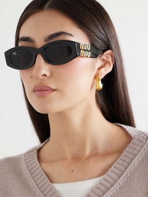 MIU MIU Sonnenbrille MU 11WS 1AB5S0 Schwarz Gold Dunkelgrau Gläser Damen ECHT