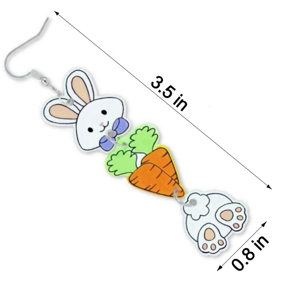 Easter Earrings Bunny Rabbit Carrots Reticulated Dangle Drop Acrylic ...