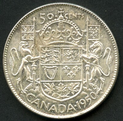 1950 Canada Silver 50 Cent Coin 