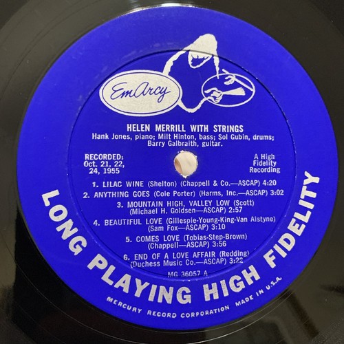 Helen Merrill With Strings EmArcy MG-36057 Mono 1955 Play Tested EX Cover VG+ - Picture 3 of 8
