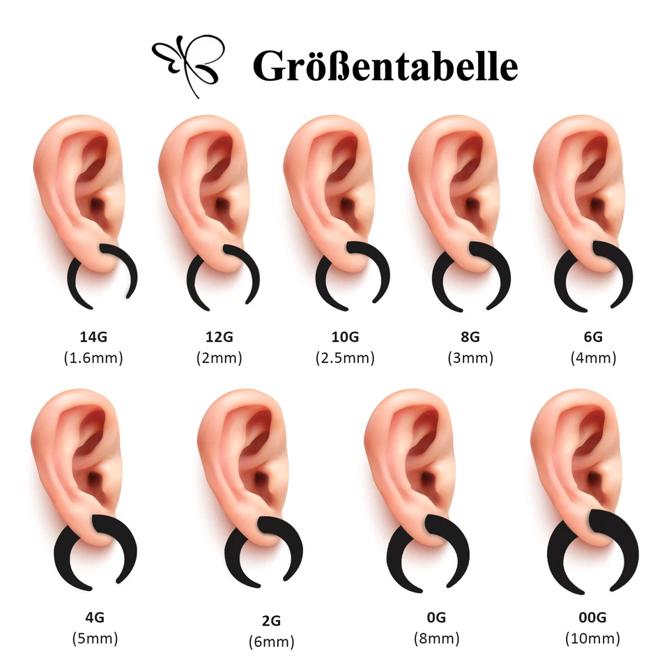 18Pcs 14G-00G Septum Pincher Tapers Buffalo Ear Gauges Kit Stretching for Nose - Image 3 of 4