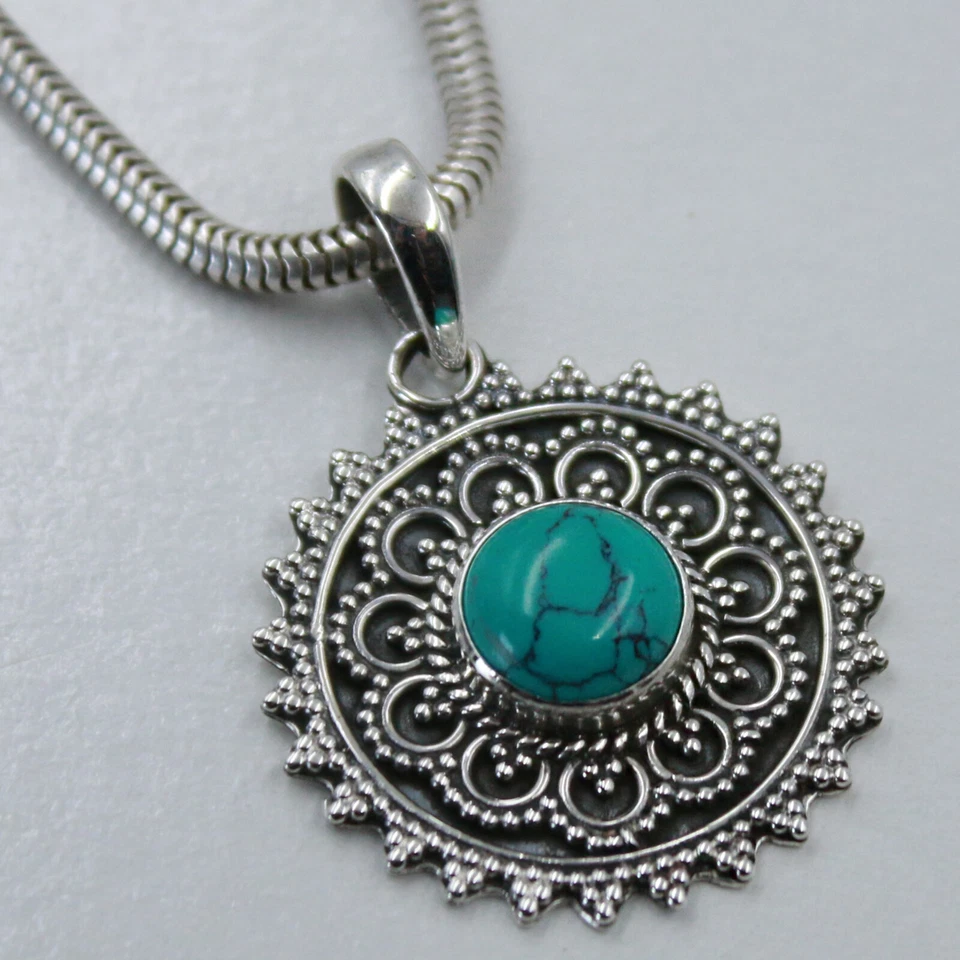 Anhänger Silber 925 Kettenanhänger Sterlingsilber Türkis-Howlith Sonne  ts - Bild 2 von 4