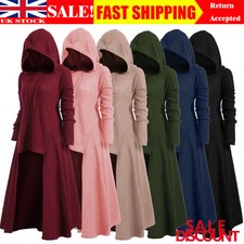 Women Gothic Hooded Steampunk Cloak Cape Coat Witch Cosplay Long Dress Jacket!