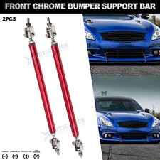 Red Adjustable Front Bumper Lip Splitter Rod Strut Tie Bar Support Universal Fit