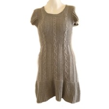 Dress almost famous womens medium grey knit sweater mini ribbed short sleeve pul