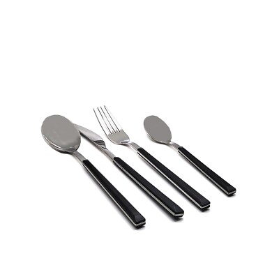 32-teiliges Premium Edelstahl Besteckset mit schwarzen ABS-Griffen