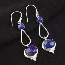 Lapis Lazuli Gemstone 925 Sterling Silver Earring Handmade jewelry Earring Gift
