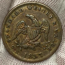 1837 UNITED STATES HALF CENT WORTH OF PURE COPPER HARD TIMES TOKEN