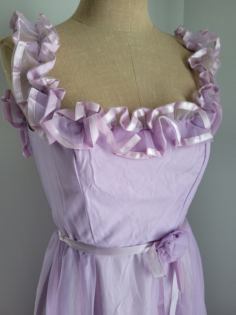 vintage lavender bridesmaid dresses Ruffles & Satin Ribbons Prom Gown Sz 11 Size:15