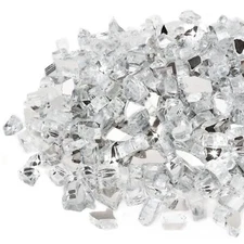 10-Pound Fire Glass - 1/2 inch Reflective Tempered Fire Glass for Fireplace F...