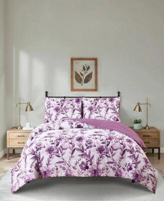 Keeco Bettina Piece Purple Twin Reversible Comforter Set