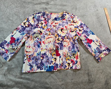 Coldwater Creek Womens 3/4 Sleeve Colorful Floral Print Jacket Size 16 Purples