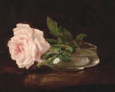 Vintage Still Life with Roses Moody Painting Giclee Print on Fine Art Paper