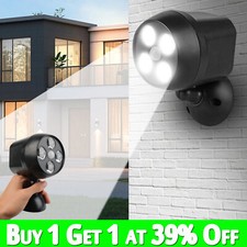 4 LED Battery Powered Motion Sensor Security Light Outdoor Garden Lamp Spotlight