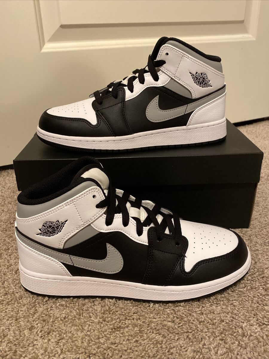 Nike Air Jordan 1 Mid White Shadow Black Smoke Grey GS Size 6Y ...