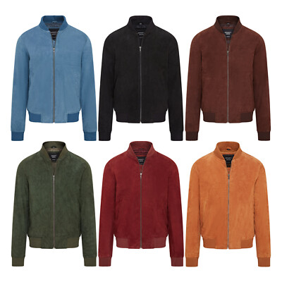 Herren Varsity Wildleder Bomberjacke Freizeit 100% weiches Leder MA-1