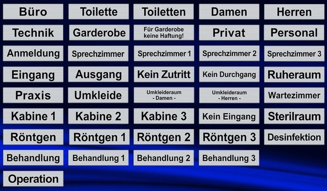 160x40 mm - Türschild,Praxisschild,Schild,Arztpraxis,Büroschild,silber gebürstet