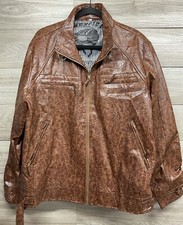 Authentic Soul Forever Mens Brown Faux Leather Jacket XL Biker Retro Classic