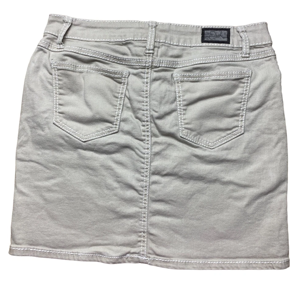 Earl Jeans cotton stretch mini pencil skirt beige cream neutral Western casual 8 - Image 4 of 4