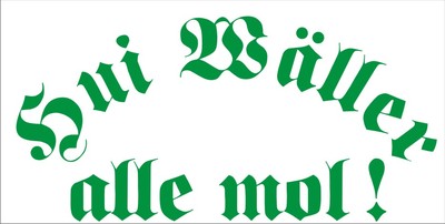 Aufkleber Hui Wäller, der Ruf vom Westerwald.  Nur bei uns! Folienschnitt.