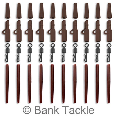 BANK TACKLE Carp Tackle Lead Clips Anti Tangle Sleeves Quick Change Swivels Brown x 10 AAQ2