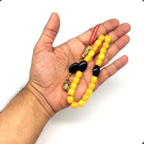 Griechisch KOMBOLOI Rosenkranz Sorge Perlen Angst - Harz Imitation Bernstein - 9 mm 21 Perlen- - Bild 3 von 10