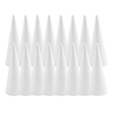 Foam Cones for DIY Arts and Crafts 3.75 x 9.7 in 16 Pack White Polystyrene Fo...