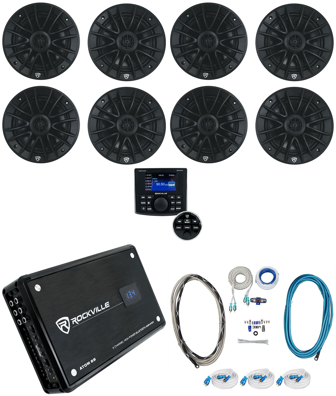 8 Rockville RM-PREMIUM-65 BLACK 65-дюймовые динамики для морских судовУсилитель4-зонный приемник 101490₽