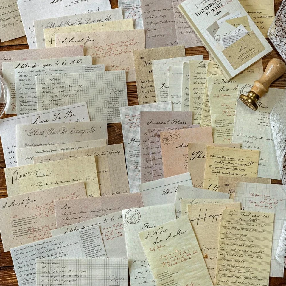 50Pcs Vintage Poetry Words Scrapbook Paper Junk Journal Planner Decorative Craft - Image 2 of 4