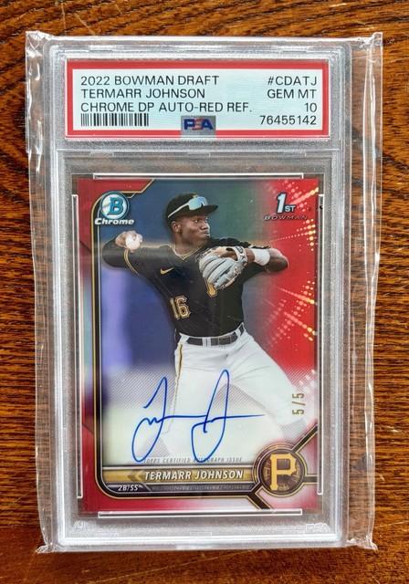 2022 Bowman Draft Termarr Johnson Chrome TRUE Red Refractor Auto /5 PSA 10