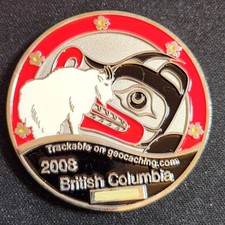 British Columbia - 2008 Mountain Goat Geocoin - Activated Adoptable - TB2F08Q