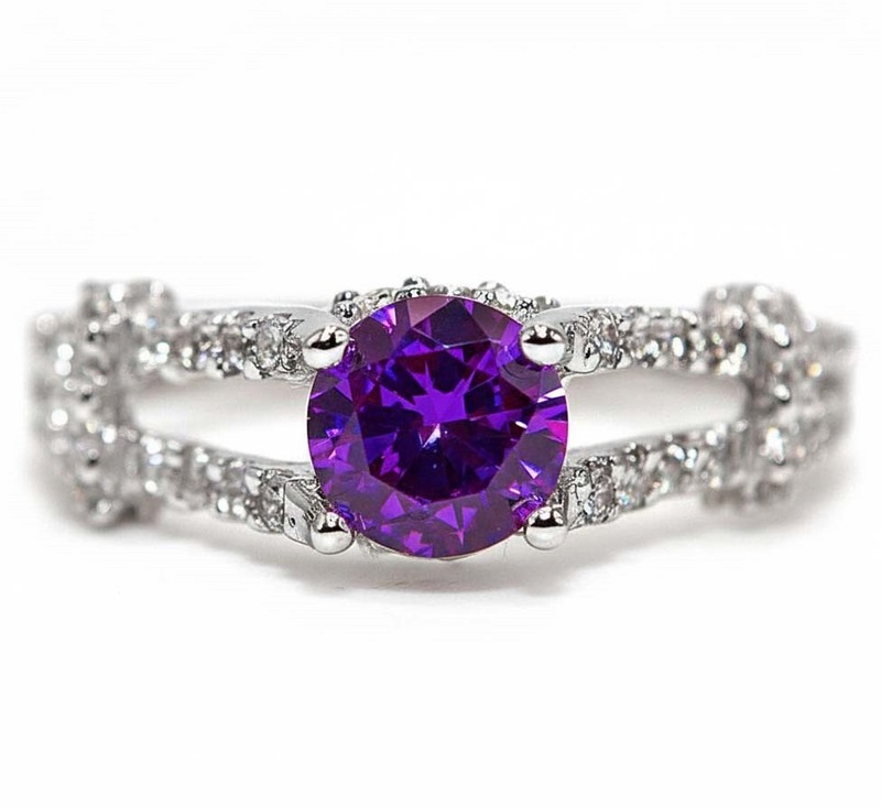 1CT Amethyst 925 Genuine Sterling Silver Ring Jewelry Sz 8 NF1-7